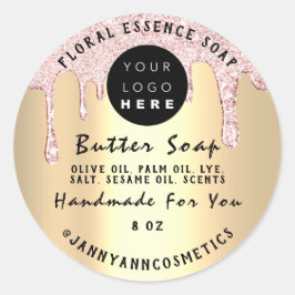Butter Soap Cosmetics Handmade Drip Gold Roos Ronde Sticker
