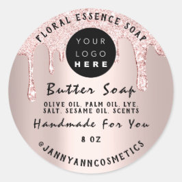 Butter Soap Cosmetics Handmade Drip Pink Rose Ronde Sticker