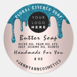 Butter Soap Cosmetics Handmade Drivers Blauwgroen  Ronde Sticker