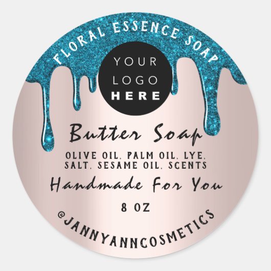 Butter Soap Cosmetics Handmade Drivers Blauwgroen  Ronde Sticker (Voorkant)