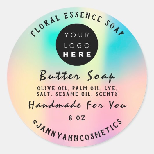 Butter Soap Cosmetics Handmade Holographic Rosse Ronde Sticker (Voorkant)