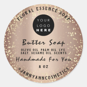 Butter Soap Cosmetics Handmade Logo Gold Logo Ronde Sticker