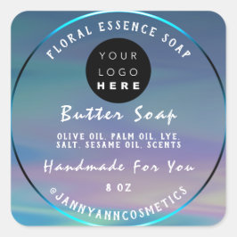 Butter Soap Cosmetics Handmade Logo Holograf Vierkante Sticker