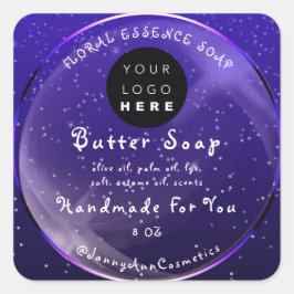 Butter Soap Cosmetics Handmade Logo Violet Vierkante Sticker