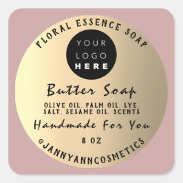Butter Soap Cosmetics Handmade Roos Gold Blush Vierkante Sticker