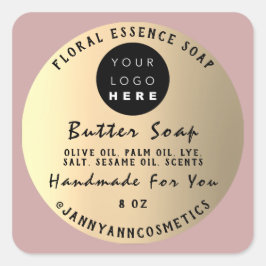 Butter Soap Cosmetics Handmade Roos Gold Blush Vierkante Sticker