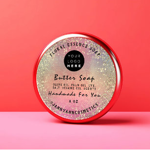 Butter Soap Cosmetics Handmade Roos Logo Confetti Ronde Sticker
