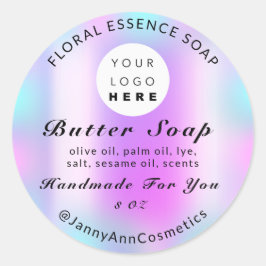 Butter Soap Cosmetics Handmade roze Blue Ronde Sticker