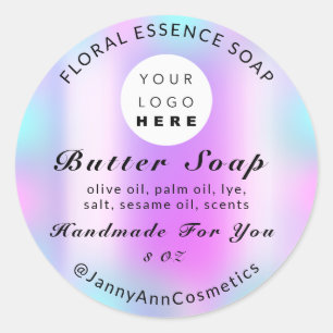 Butter Soap Cosmetics Handmade roze Blue Ronde Sticker