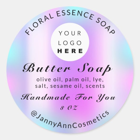 Butter Soap Cosmetics Handmade roze Blue Ronde Sticker (Voorkant)