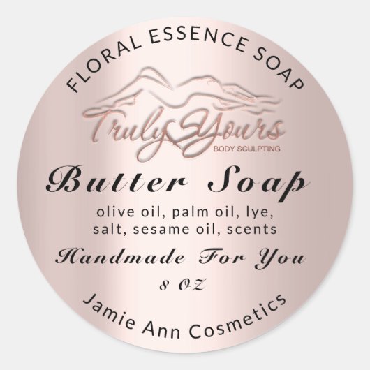 Butter Soap Cosmetics Product Handmade Roos Body Ronde Sticker (Voorkant)