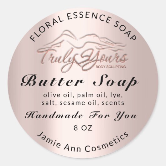 Butter Soap Cosmetics Product Handmade Roos Body Ronde Sticker (Voorkant)