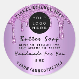 Butter Soap Cosmetics Roos Handmade Paars Drivers Ronde Sticker