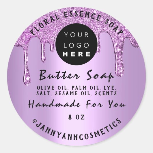 Butter Soap Cosmetics Roos Handmade Paars Drivers Ronde Sticker (Voorkant)