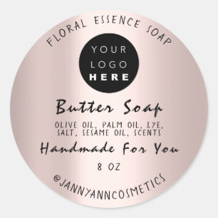 Butter Soap Cosmetics Roos Handmade Roos Script Ronde Sticker