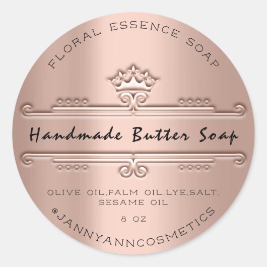 Butter Soap Cosmetics Royal Crown Roos Luxury Ronde Sticker (Voorkant)