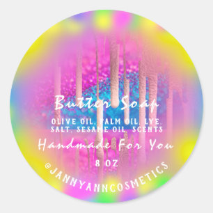 Butter Soap Cosmetics Roze Holografen Girly Drift Ronde Sticker