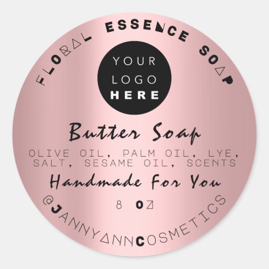 Butter Soap Cosmetics Unieke handgemaakte roze Log Ronde Sticker (Voorkant)