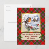 Butter Tartan w/Robin gepersonaliseerd Feestdagenkaart (Voorkant / Achterkant)