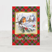 Butter Tartan w/Robin Personalized Xmas Kaart (Voorkant)