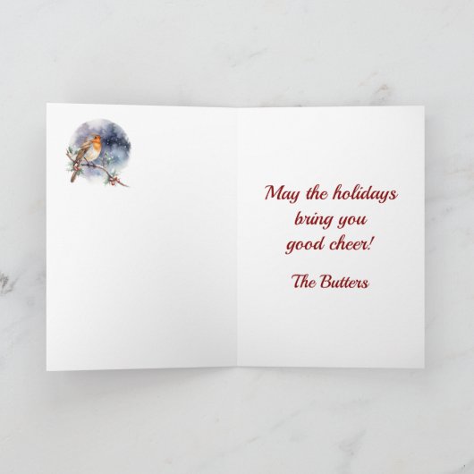 Butter Tartan w/Robin Personalized Xmas Kaart (Binnen)