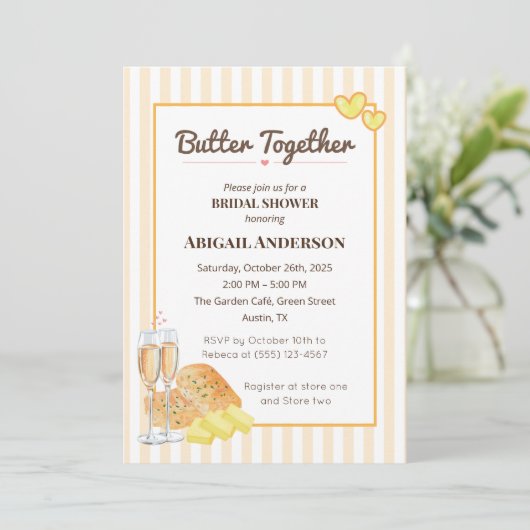 Butter Together Bridal Shower Butter & Bread Theme Kaart (Staand voorkant)