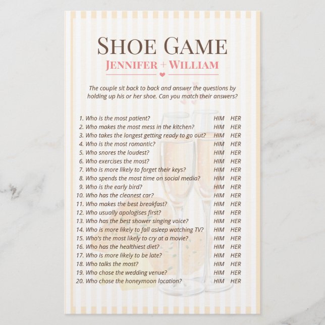 Butter Together Bridal Shower Shoe Game  (Voorkant)