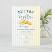 Butter Together Yellow Stripes Bridal Shower Kaart (Staand voorkant)