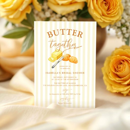 Butter Together Yellow Stripes Bridal Shower Kaart