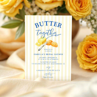 Butter Together Yellow Stripes Bridal Shower Kaart