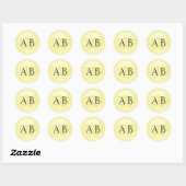 Butter Two Hearts Black Initials Wedding Ronde Sticker (Vel)