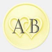 Butter Two Hearts Black Initials Wedding Ronde Sticker (Voorkant)