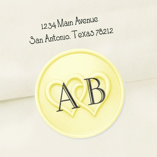 Butter Two Hearts Black Initials Wedding Ronde Sticker