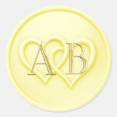 Butter Two Hearts Intertwined Monogram Wedding Ronde Sticker (Voorkant)