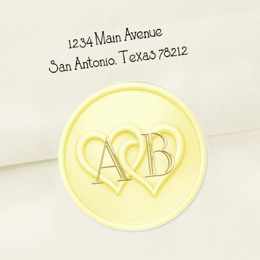 Butter Two Hearts Intertwined Monogram Wedding Ronde Sticker