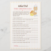 Butter -What Did The Groom Say? Bridal Shower Game (Voorkant)