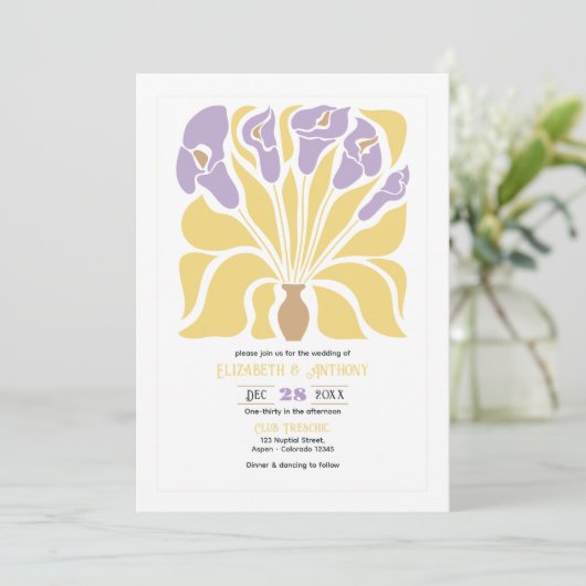 Butter & Wisteria Abstract Floral Boho Wedding Kaart (Staand voorkant)