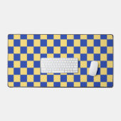 Butter yellow and blue checkered board pattern bureaumat (Keyboard & Muis)