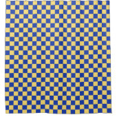 Butter yellow and blue checkered board pattern douchegordijn (Voorkant)
