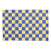 Butter yellow and blue checkered board pattern kussensloop (Voorkant-Links)