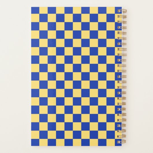 Butter yellow and blue checkered board pattern planner (Achterkant)