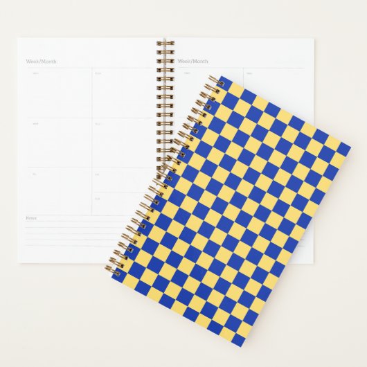Butter yellow and blue checkered board pattern planner (Display)