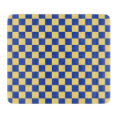 Butter yellow and blue checkered board pattern snijplank (Voorkant)