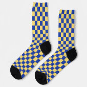Butter yellow and blue checkered board pattern sokken (Links)