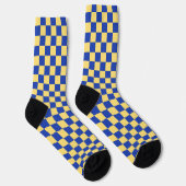 Butter yellow and blue checkered board pattern sokken (Rechts)
