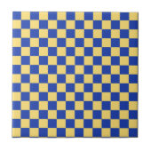 Butter yellow and blue checkered board pattern tegeltje (Voorkant)