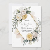 Butter Yellow And Gold Wedding Invitation Kaart (Voorkant)