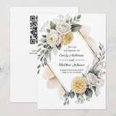 Butter Yellow And Gold Wedding Invitation Kaart (Voorkant / Achterkant)