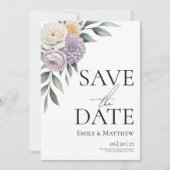 Butter Yellow And Lilac Floral Save The Date (Voorkant)