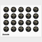 Butter Yellow Black Wedding Thank You Ronde Sticker (Vel)